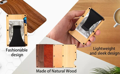 Billetera de Madera con Protección RFID y Funda de Tarjetas - Image 12