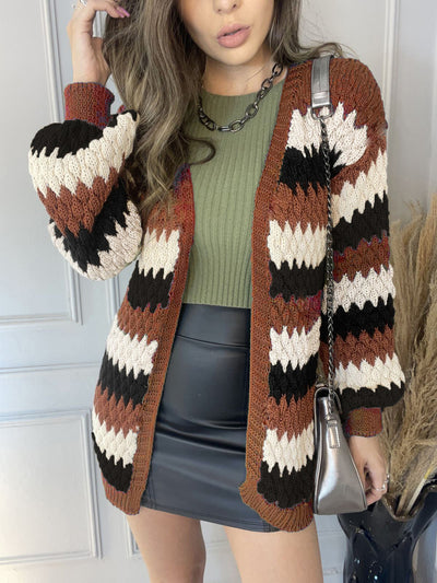 Cardigan Tejido con Combinación de Colores - Estilo Casual Moderno - Image 6