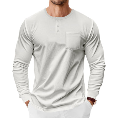 Camiseta Henley de Manga Larga para Hombre - Primavera y Otoño - Image 35