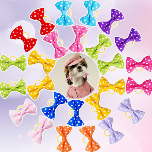 Moño Elástico con Lunares para Mascotas - Accesorios Floral para Perros y Gatos