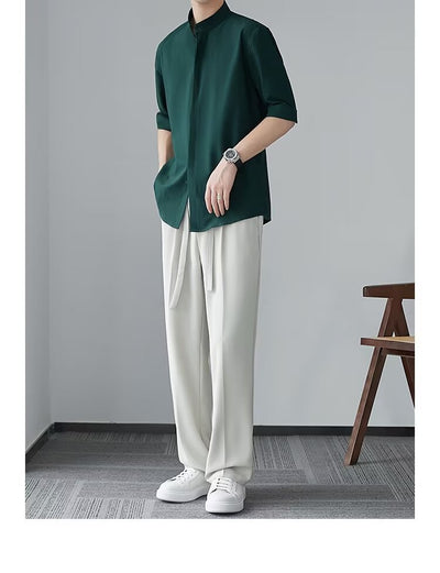 Camisa Cuello Mao Manga Corta Estilo Chino - Image 18
