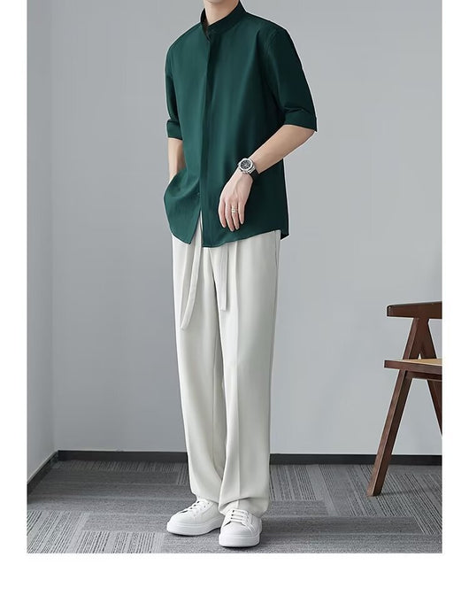 Camisa Cuello Mao Manga Corta Estilo Chino - Image 18
