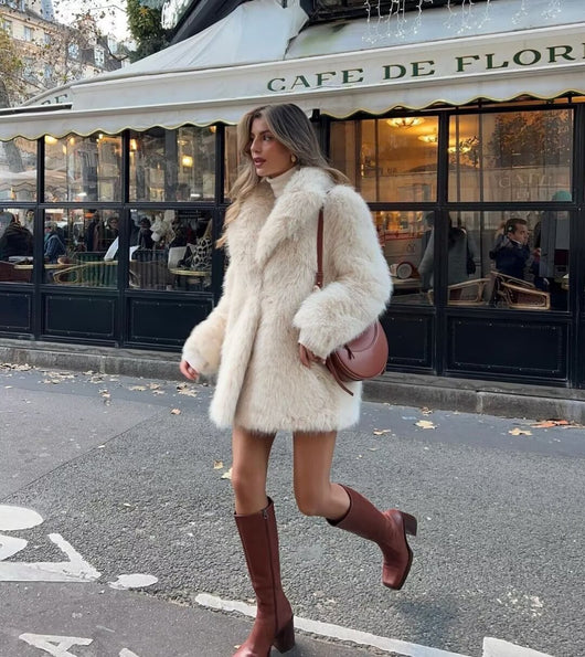 Abrigo de Pelaje Suelto Largo Elegante para Mujer - Image 27