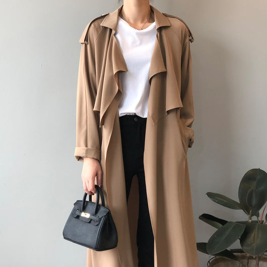 Abrigo Trinchera Largo para Mujer Estilo Británico Retro - Image 9