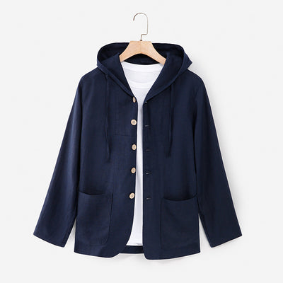 Chaqueta Lino Casual con Capucha - Suelta y Transpirable - Image 8