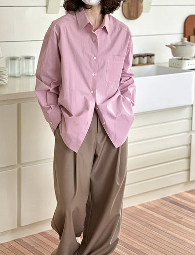 Camisa de Diseño Coreano con Cuello Solapa y Manga Larga - Image 5
