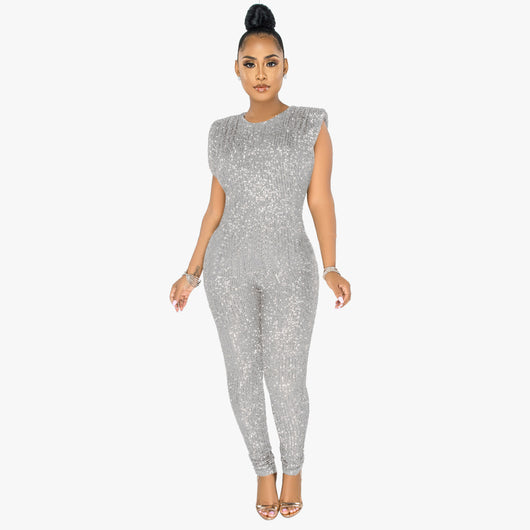 Jumpsuit de Lentejuelas sin Mangas Cintura Media para Mujer - Image 9