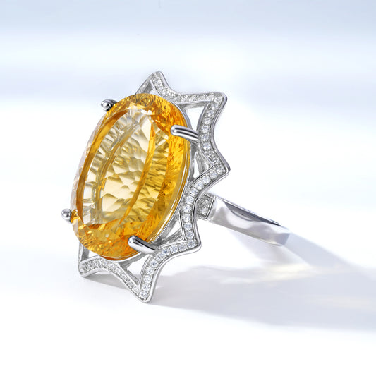 Anillo de Citrino Natural Grande - Diseño Minimalista y Elegante