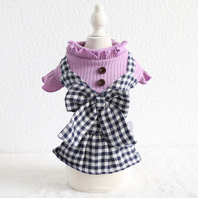 Falda Escocesa con Hebilla de Madera para Mascotas - Image 2