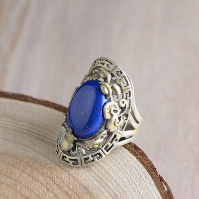 Anillo de Plata 925 Lapislázuli Vintage Artesanal - Image 6