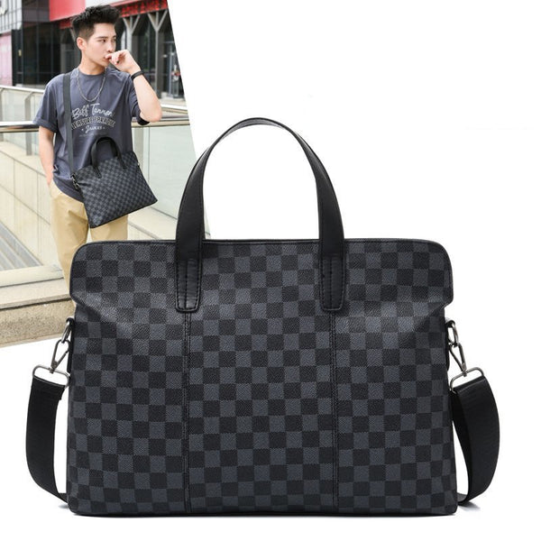 Bolso Messenger Ejecutivo a Cuadros con Bandolera Horizontal - Image 4