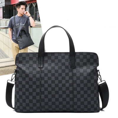 Bolso Messenger Ejecutivo a Cuadros con Bandolera Horizontal - Image 4