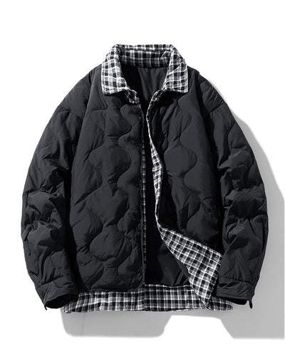 Chaqueta Acolchada con Cuello de Solapa Tipo Béisbol y Detalles Escoceses - Image 12