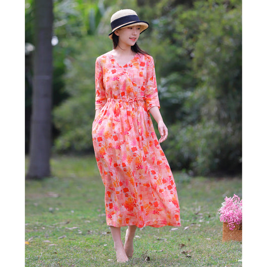 Falda Amplia de Lino y Algodón Floral - Diseño Rejuvenecedor y Estilizante - Image 8