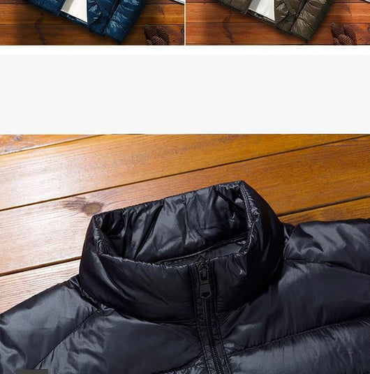 Chaqueta Deportiva Acolchada con Plumón - Colores Sólidos y Diseño Ligero para Invierno - Image 11