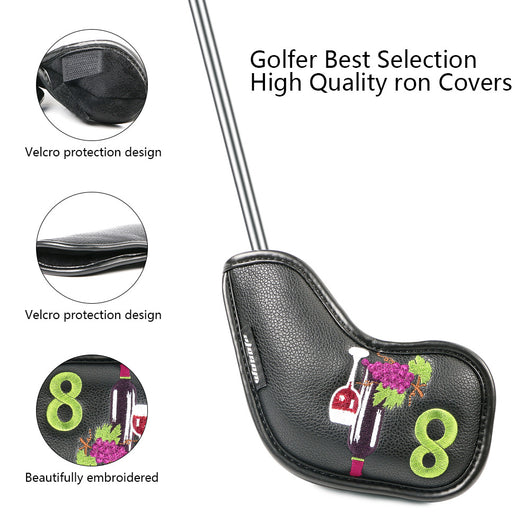 Funda Protectora Premium para Hierros de Golf con Diseño Patrón Vino - Image 10