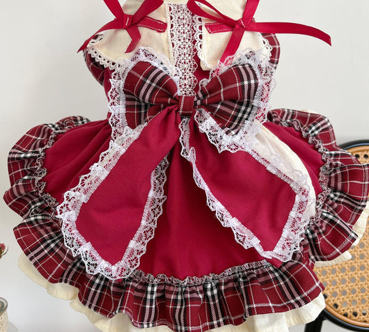 Vestido Lolita Princesa con Moño y Encaje Cuadros - Image 2