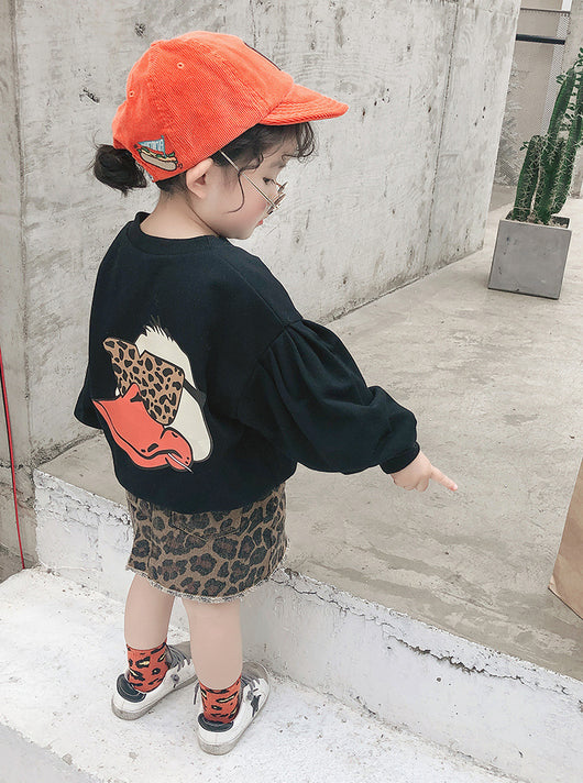 Conjunto Infantil Pato Cartoon con Falda Estampado Leopardo - Image 10