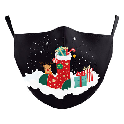 Red Christmas dustproof mask with Santa Claus holding a dollar sign and "Merry Christmas" text. - Image 13