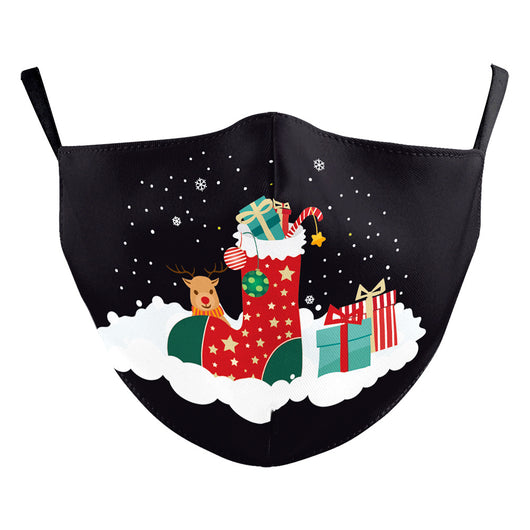 Red Christmas dustproof mask with Santa Claus holding a dollar sign and "Merry Christmas" text. - Image 13