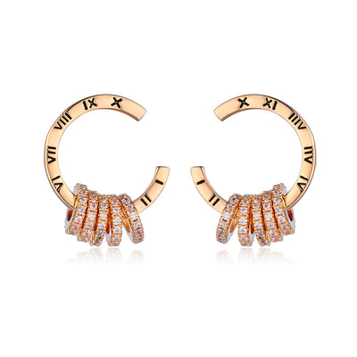 Aretes Personalizados con Números Romanos y Circonita - Elegancia Minimalista - Image 4