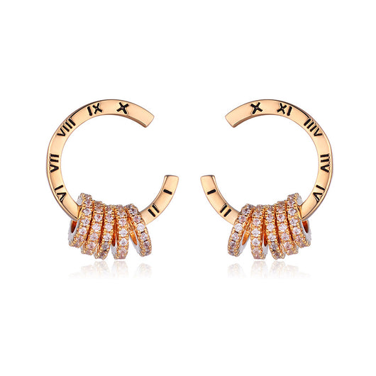 Aretes Personalizados con Números Romanos y Circonita - Elegancia Minimalista - Image 4