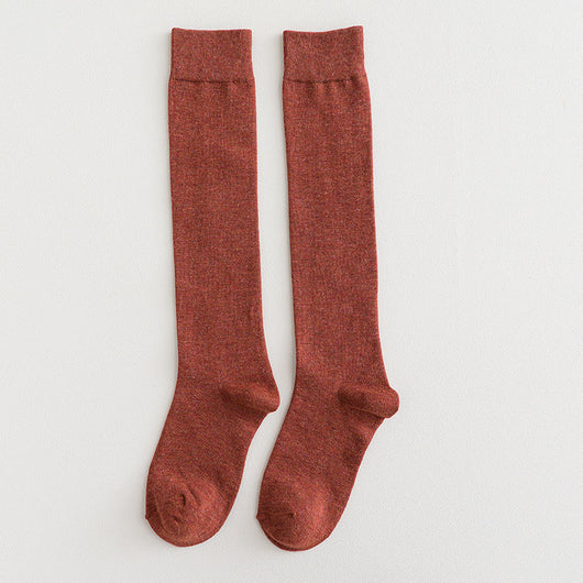 Calcetines Largos de Algodón para Mujer - Colores Sólidos - Image 7