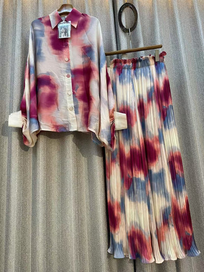 Conjunto de Dos Piezas: Blusa Estampada Personalizada + Pantalón Ancho de Cintura Alta - Image 36
