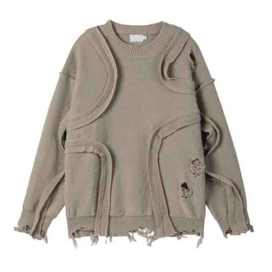 Suéter Retro Tejido Cuello Redondo con Flecos Sueltos Invierno - Image 2