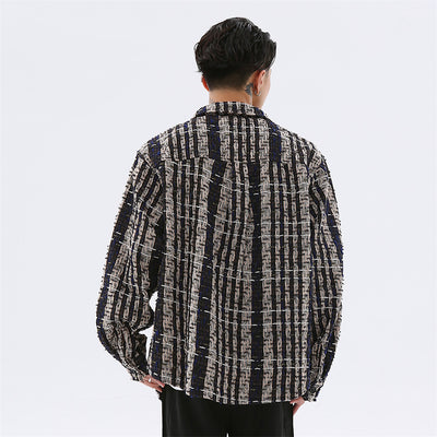 Camisa de Manga Larga Cuadros con Hilo Plateado Trenzado para Hombre - Image 8