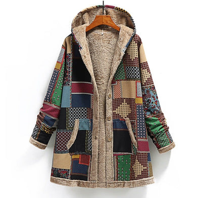 Sudadera con capucha de algodón y lino estampada, abrigo cálido y suave - Image 9
