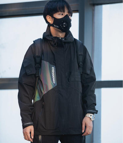 Chaqueta Negra con Detalles Reflectantes Láser para Hombre - Image 5