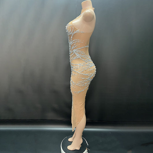 Vestido de Noche Gasa Cristal Brillante para Anfitriona - Image 12
