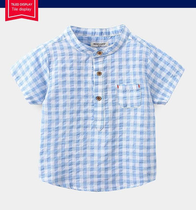 Camisa Infantil de Algodón Azul a Cuadros - Estilo Casual Cómodo - Image 15