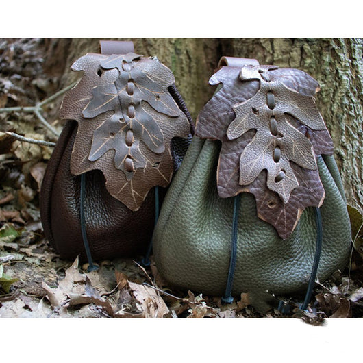Bolsa Medieval de Cuero Sintético con Patrón de Hojas - Image 14
