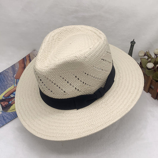 Sombrero Jazz de Paja con Cinta Rayada y Ala Plana - Image 18