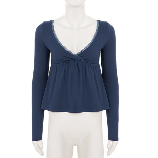 Playera de Encaje Escote V Mujer - Estilo Pure Hot Girl - Image 8