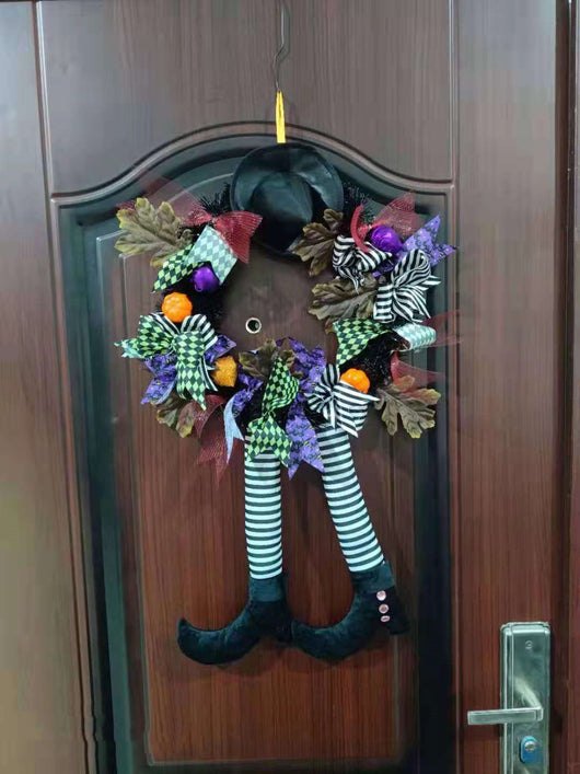 Corona Decorativa Halloween con Bruja, Calabaza y Piernas - Adorno para Puerta - Image 10