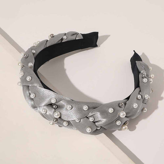 Diadema Ancha Cruzada con Nudo y Perlas - Image 5