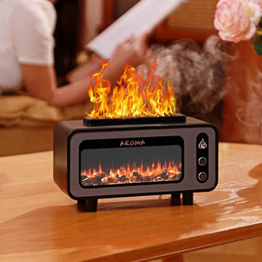 Difusor Ultrasónico 200ml con Chimenea 3D y Luz LED - Aromatizador de Aceites Esenciales