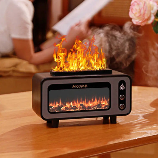 Difusor Ultrasónico 200ml con Chimenea 3D y Luz LED - Aromatizador de Aceites Esenciales