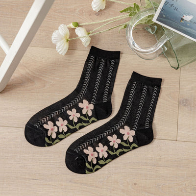 Calcetines Transpirables de Malla con Flores para Mujer - Image 4