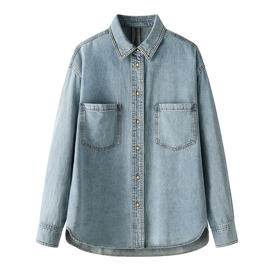 Camisa Minimalista Azul Denim para Commute Diario - Image 2