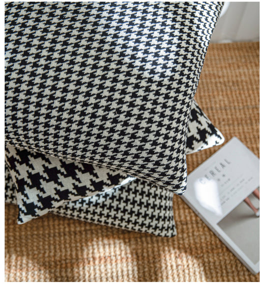 Funda de Cojín Houndstooth Nórdico Blanco y Negro Angsge - Image 22