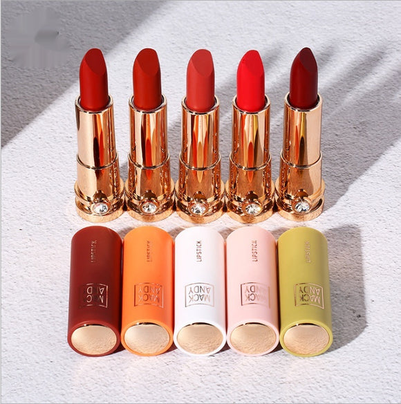 Kit de 5 Labiales Macaron Diamond Velvet - Colores Intensos y Larga Duración