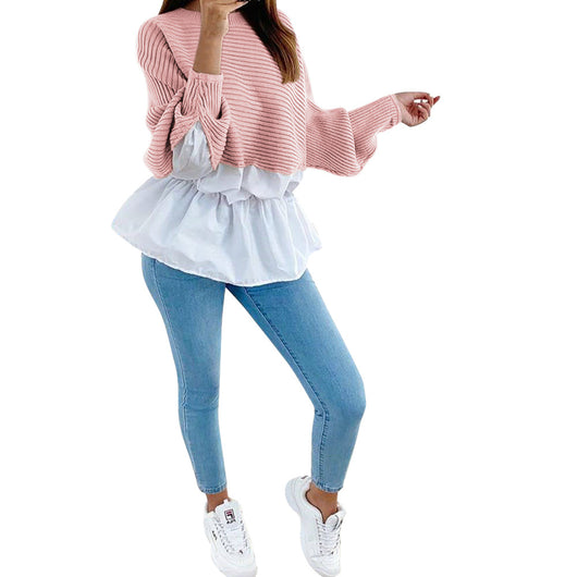 Blusa Elegante con Combinación de Colores en la Cintura y Mangas Largas - Image 9