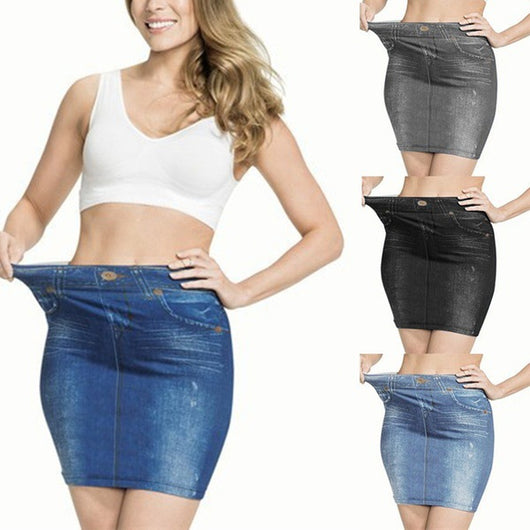Culottes Talle Grande con Corsé de Bolsillos y Efecto Denim
