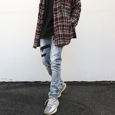 Jeans Slim Fit con Estampado Graffiti, Diseño Desgastado y Ajuste Entallado - Image 8