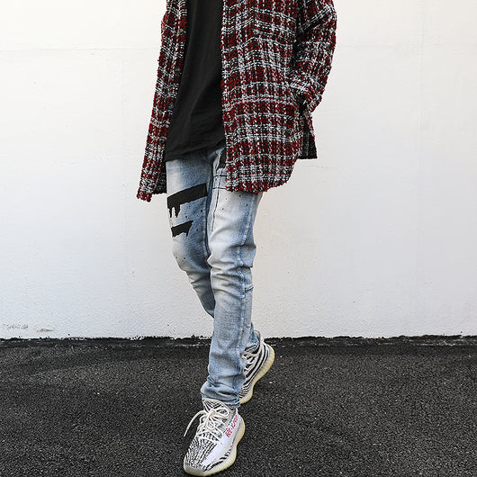 Jeans Slim Fit con Estampado Graffiti, Diseño Desgastado y Ajuste Entallado - Image 8