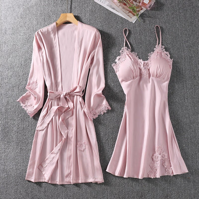 Camisón Corto Sensual con Tirante de Seda Helada y Soporte de Pecho - Image 14